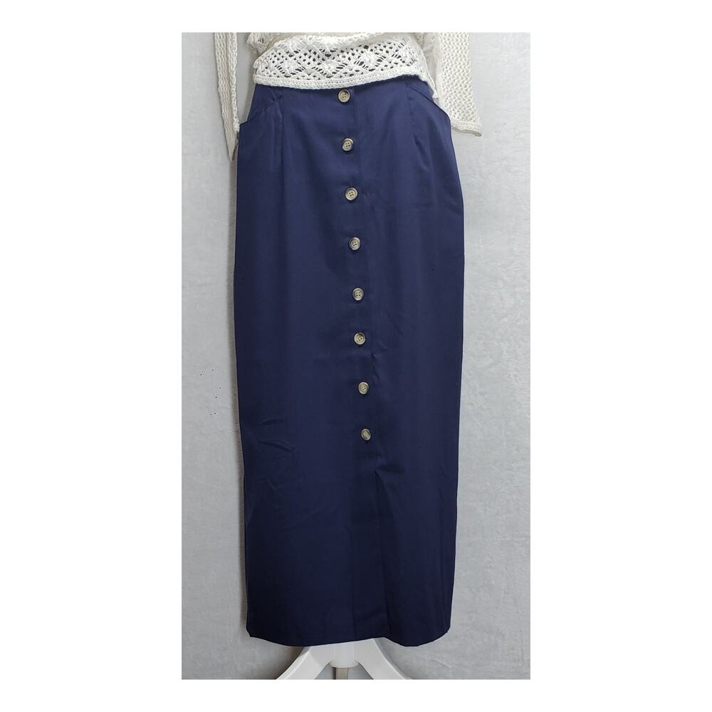 Bedford Fair Vintage 90s Navy Blue Maxi Denim Skirt NWT Sz 12 Workwear